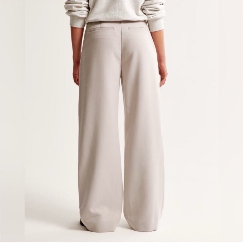 Abercrombie and Fitch Sloane Tailored Wide Leg Trousers Pants Beige Tan 32 14 L - Picture 2 of 8
